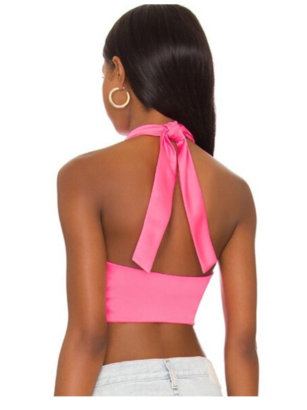 superdown Hot Pink Cross Halter Crop Top - Picture 3 of 3